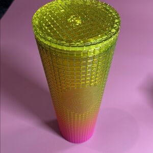 Starbucks Retro Yellow and Pink Accent Tumbler NWT